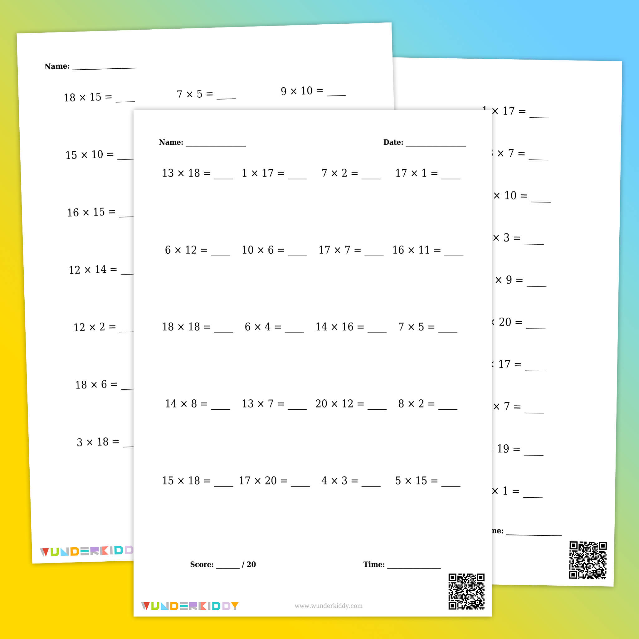 Multiplication Facts Generator 1 to 20